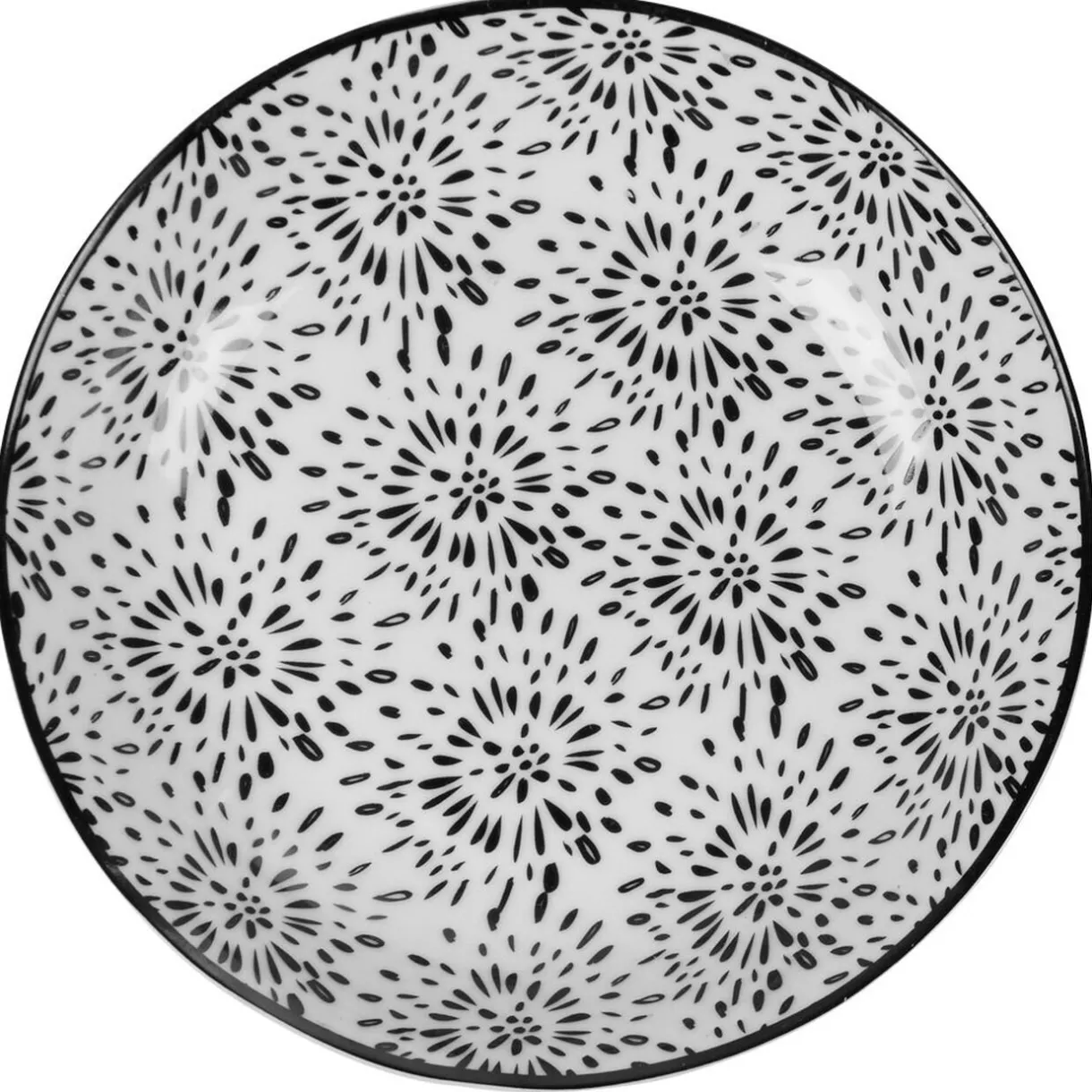 Assiette creuse ronde blanche et noire Sara^Gifi Discount