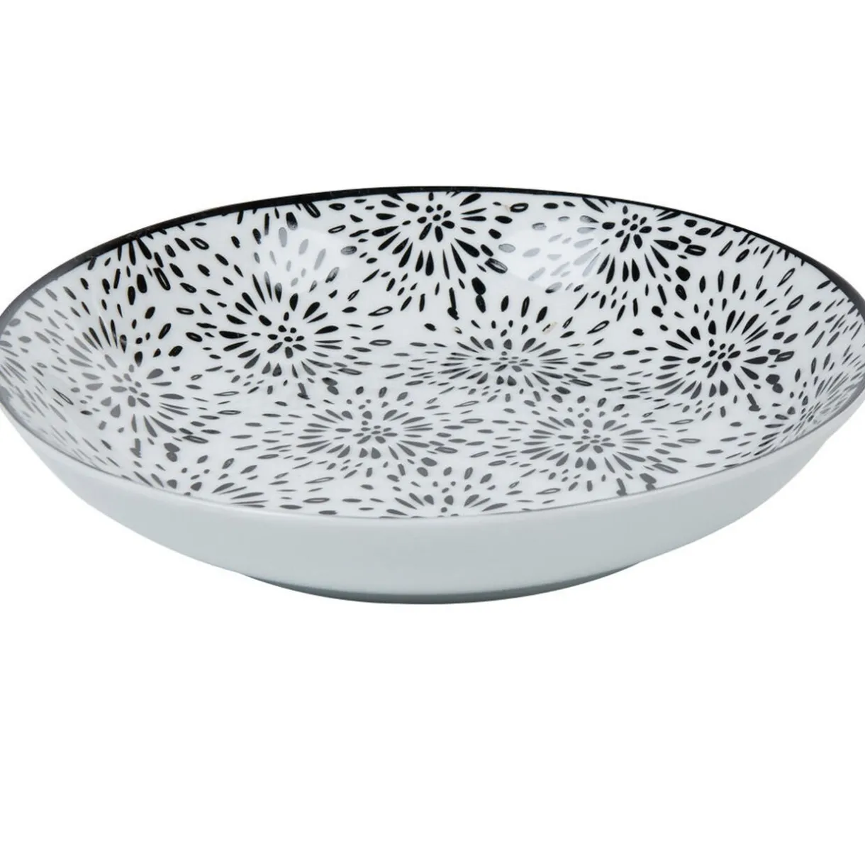 Assiette creuse ronde blanche et noire Sara^Gifi Discount