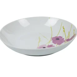 Assiette creuse ronde blanche motif pavot violet^Gifi Online