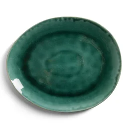 Assiette décore plate grès vert Ø28,5x24cm^Gifi Outlet