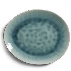 Assiette décore plate grès vert Ø28,5x24cm^Gifi Outlet