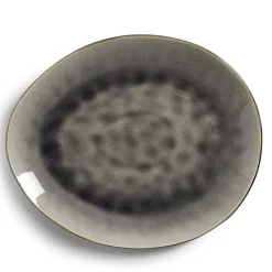 Assiette décore plate grès vert Ø28,5x24cm^Gifi Outlet