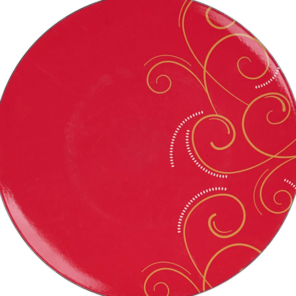 Assiette de présentation rouge design arabesque dorée^Gifi Sale