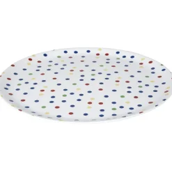 Assiette plastique blanche à pois multicolores^Gifi Sale