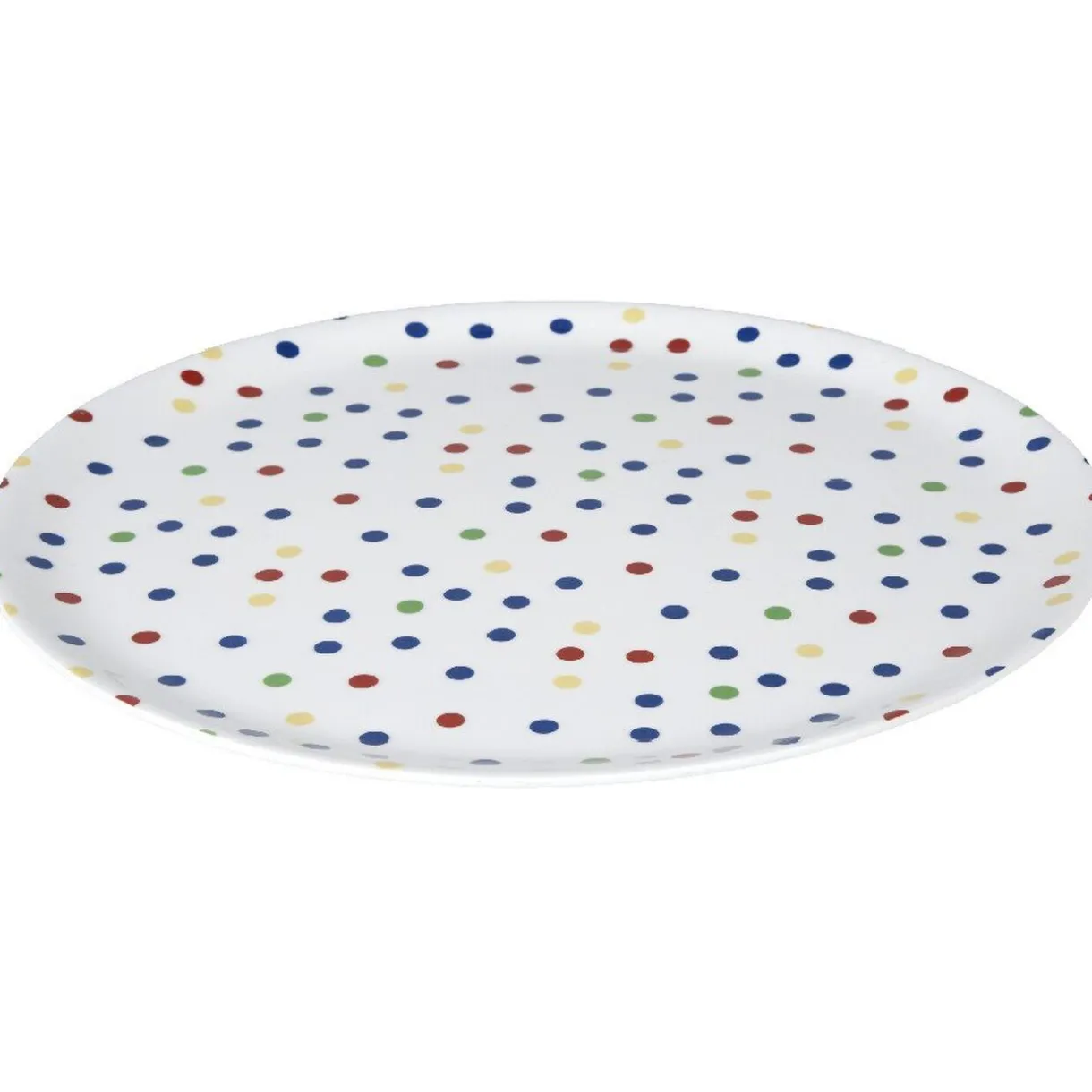 Assiette plastique blanche à pois multicolores^Gifi Sale