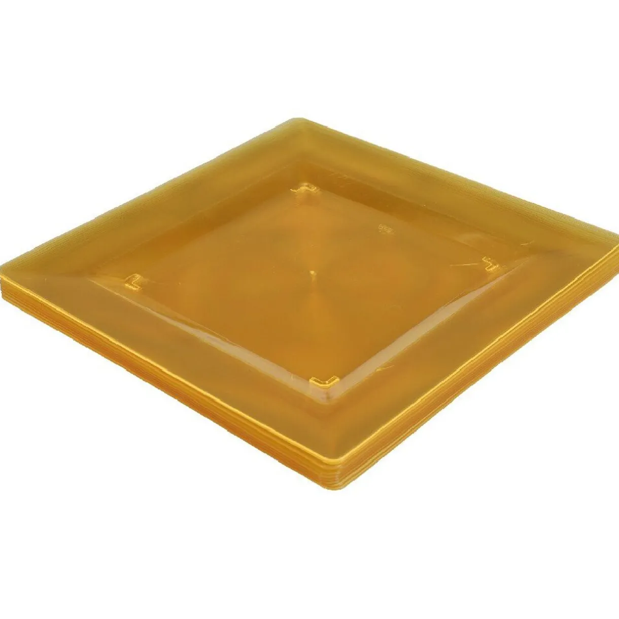 Assiette plastique plate carrée unie jaune x 10^Gifi New