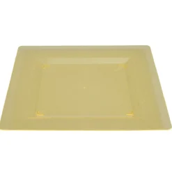 Assiette plastique plate carrée unie jaune x 10^Gifi New