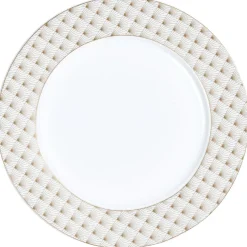 Assiette plate blanche bordure rayons doré^Gifi New