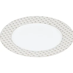 Assiette plate blanche bordure rayons doré^Gifi New