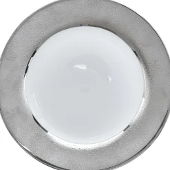 Assiette plate blanche contour argenté^Gifi