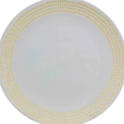 Assiette plate blanche contour grains de riz jaunes^Gifi Online