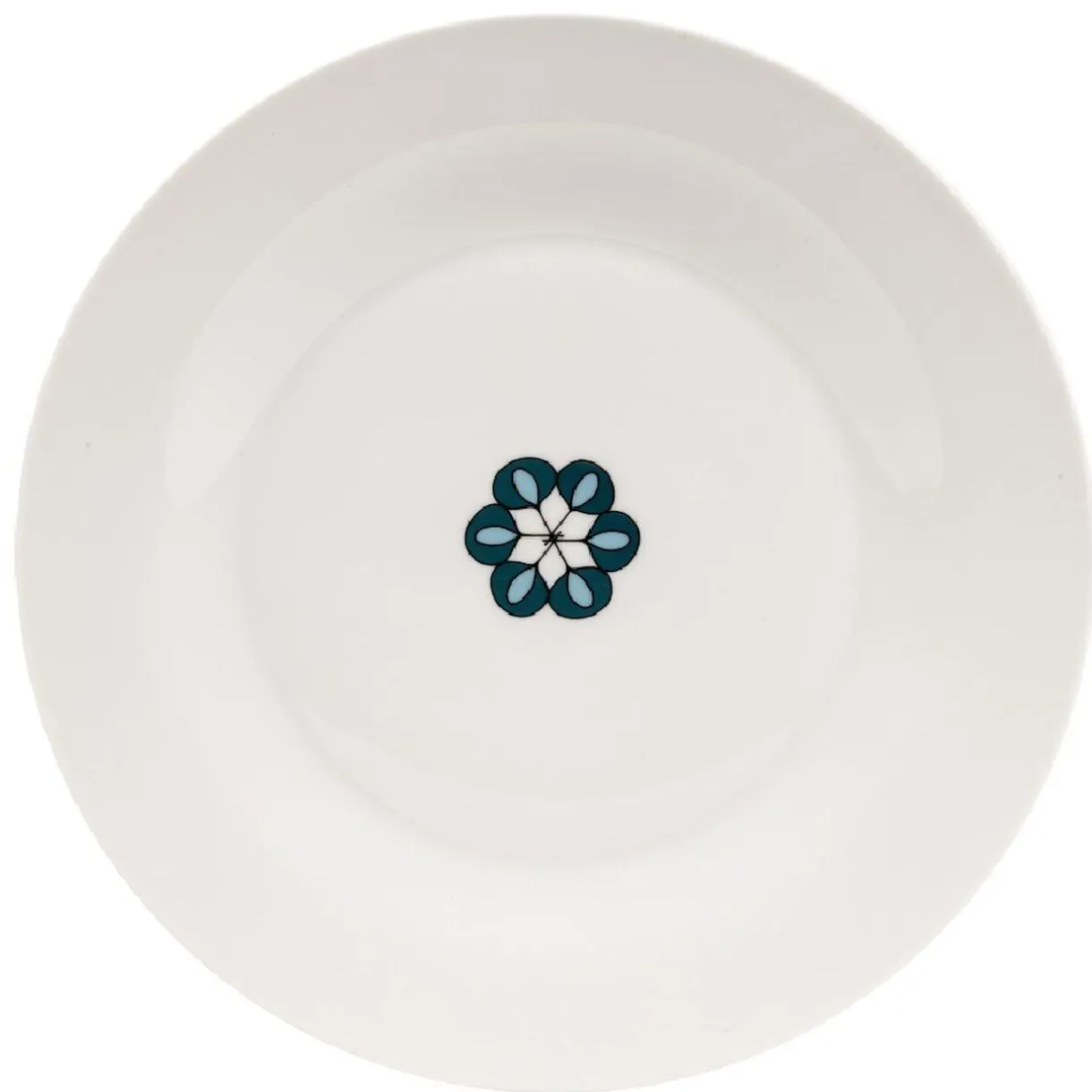 Assiette plate blanche décor fleur bleue^Gifi New
