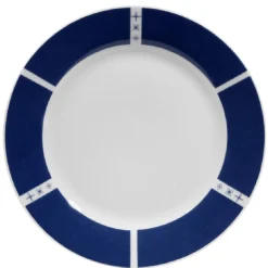 Assiette plate blanche décor aile bleu^Gifi Discount
