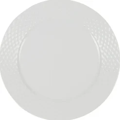 Assiette plate blanche ronde aile damassée^Gifi New