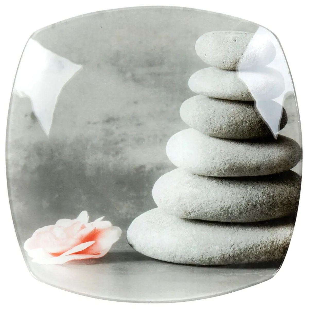 Assiette plate carrée design galets gris zen^Gifi Discount