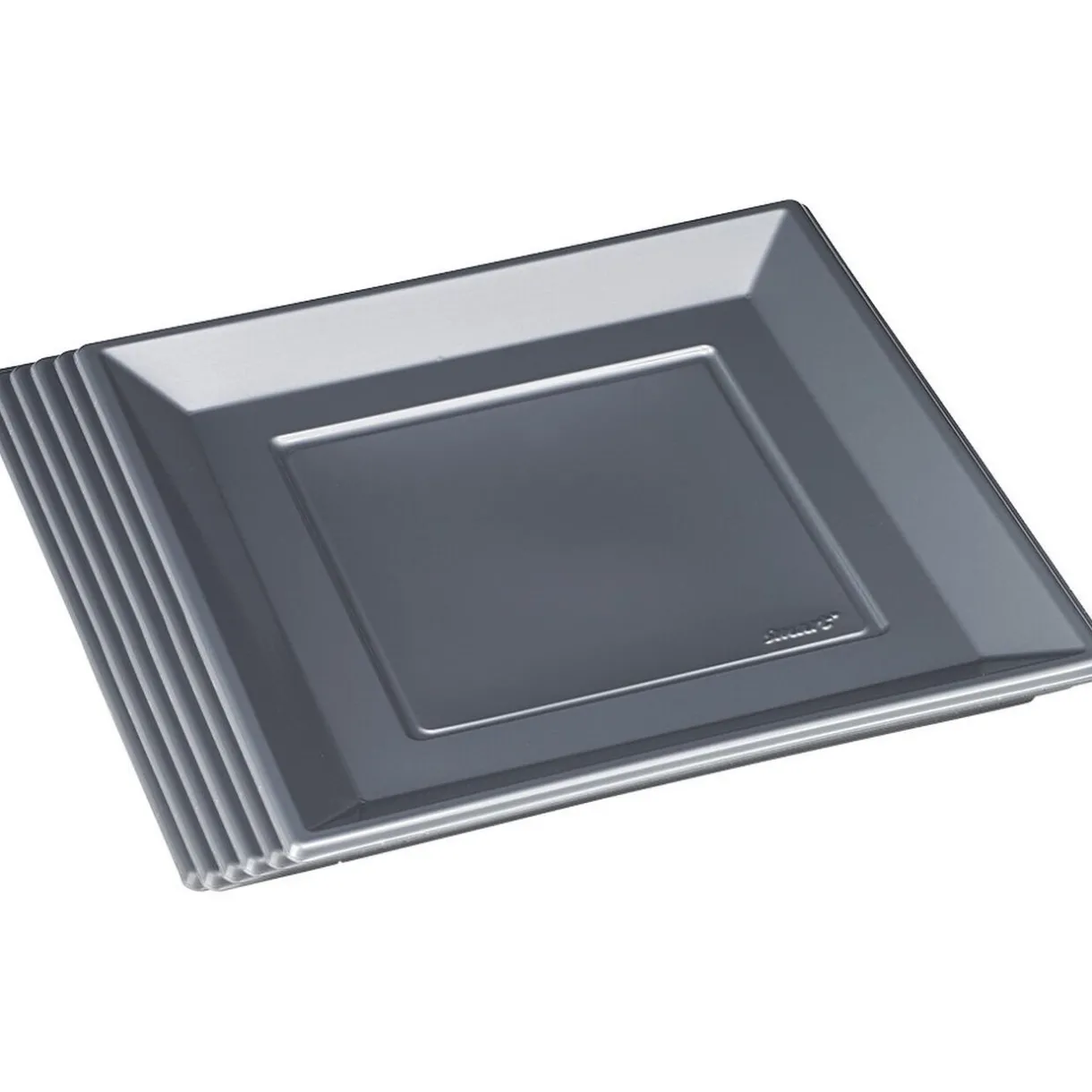Assiette plate carrée gris foncé en plastique réutilisable x6^Gifi Best