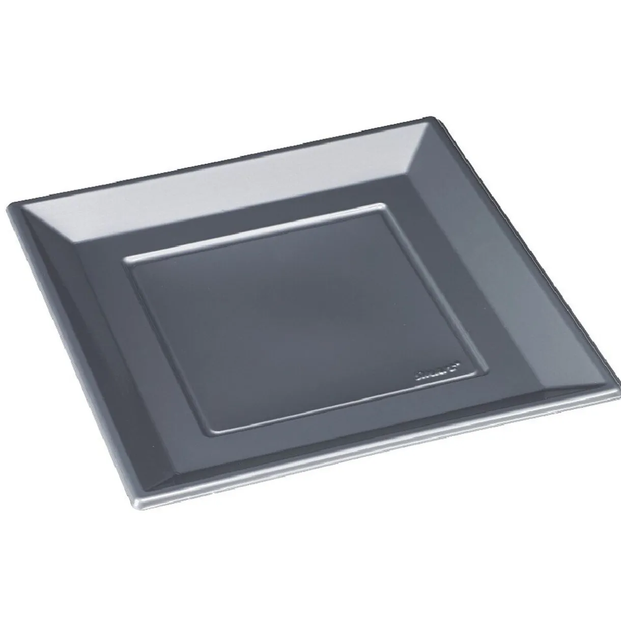 Assiette plate carrée gris foncé en plastique réutilisable x6^Gifi Best