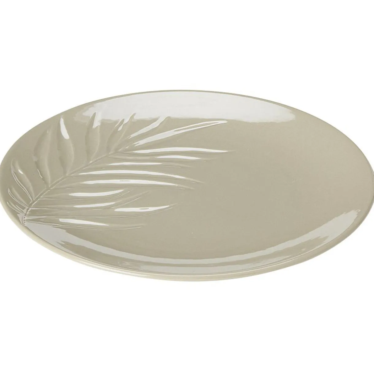 Assiette plate céramique beige ou vert motif feuille ø26,5 cm^Gifi Hot