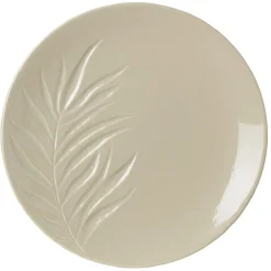 Assiette plate céramique beige ou vert motif feuille ø26,5 cm^Gifi Hot