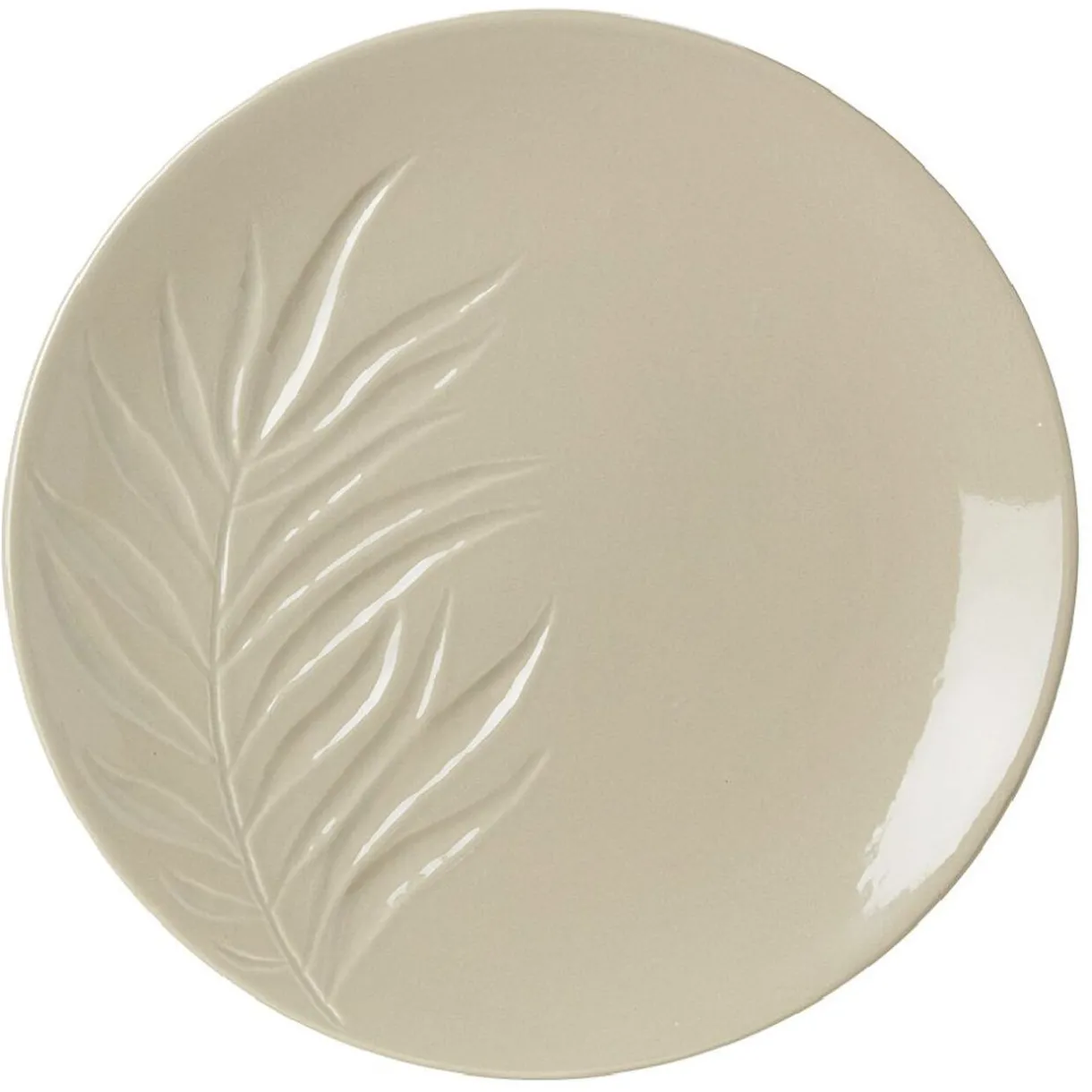 Assiette plate céramique beige ou vert motif feuille ø26,5 cm^Gifi Hot