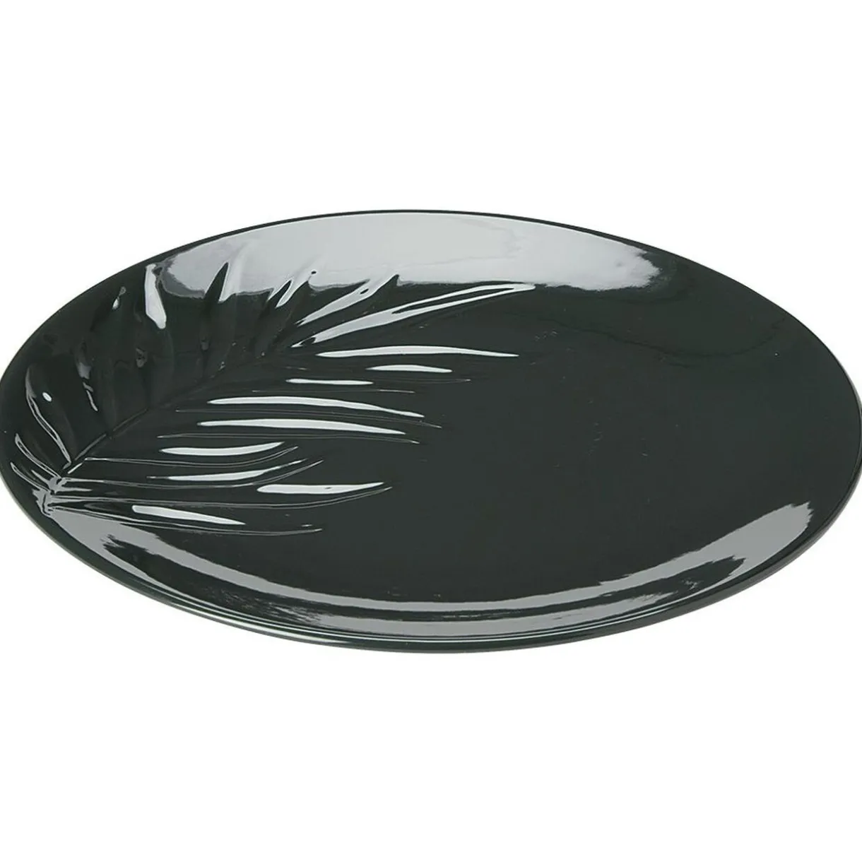 Assiette plate céramique beige ou vert motif feuille ø26,5 cm^Gifi Hot