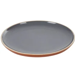 Assiette plate en faïence grise forme ronde^Gifi