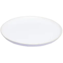 Assiette plate en faïence blanc avec liseré crème^Gifi