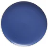 Assiette plate en faïence bleu avec liseré blanc^Gifi Online