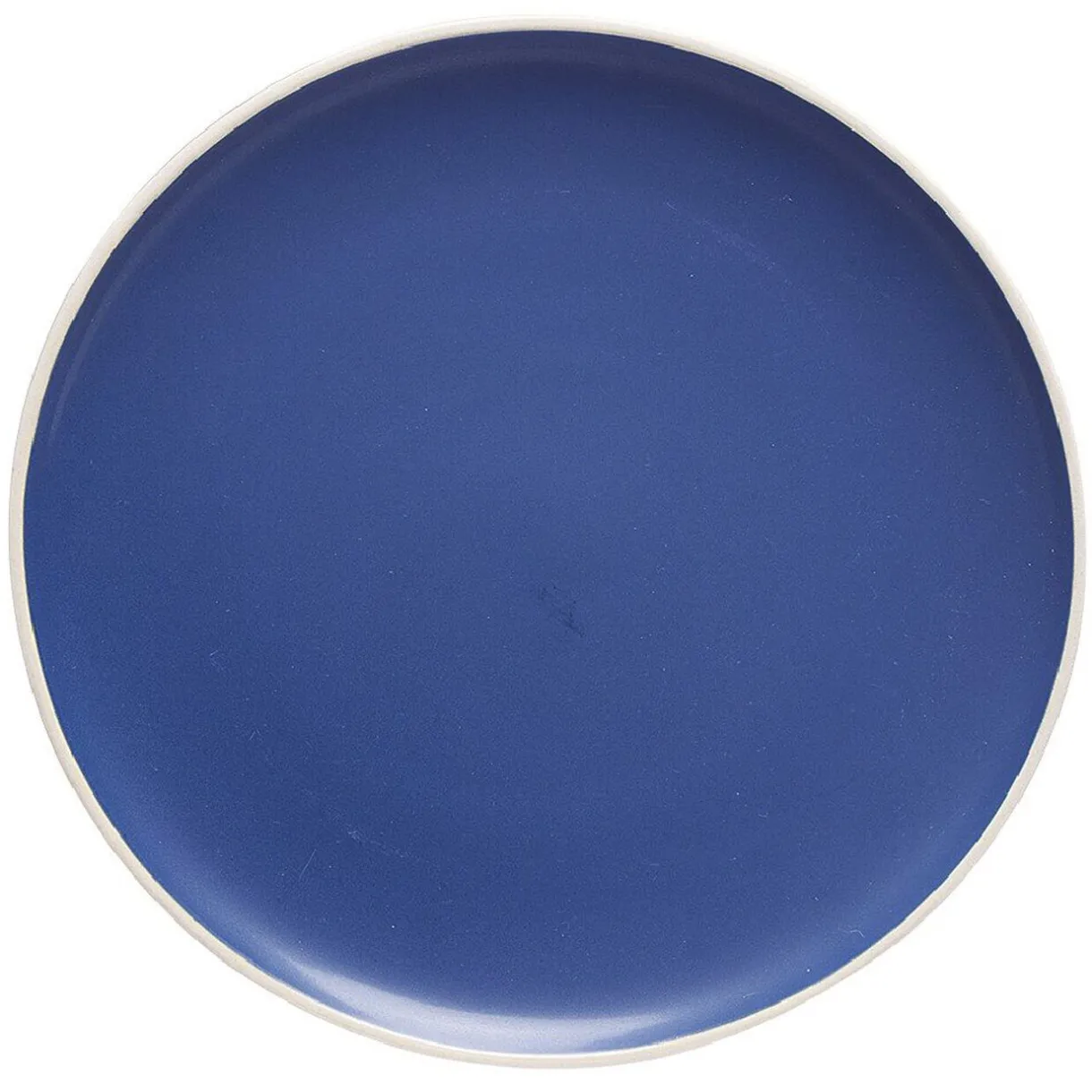 Assiette plate en faïence bleu avec liseré blanc^Gifi Online