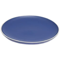 Assiette plate en faïence bleu avec liseré blanc^Gifi Online