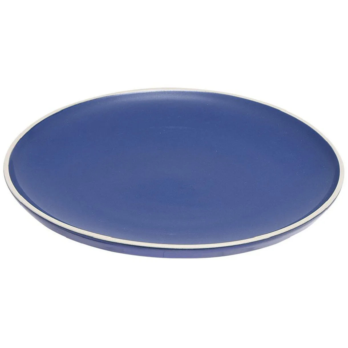 Assiette plate en faïence bleu avec liseré blanc^Gifi Online