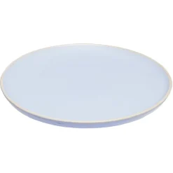 Assiette plate en faïence bleu turquoise avec liseré crème^Gifi New