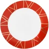 Assiette plate en porcelaine rouge détail doré^Gifi New