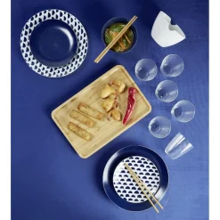 Assiette plate en porcelaine décor bleu Ø 27 cm^Gifi Outlet