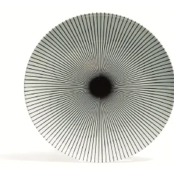 Assiette plate en porcelaine décor rayures soleil^Gifi Online