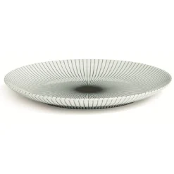Assiette plate en porcelaine décor rayures soleil^Gifi Online
