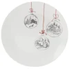 Assiette plate en porcelaine motif boule de Noël^Gifi