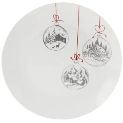 Assiette plate en porcelaine motif boule de Noël^Gifi