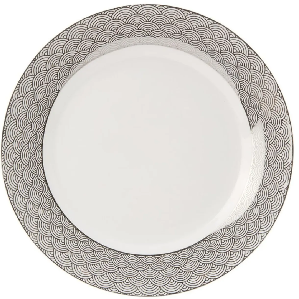 Assiette plate en porcelaine motif argenté^Gifi Discount