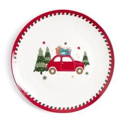 Assiette plate en porcelaine motif Noël Ø27cm^Gifi Clearance