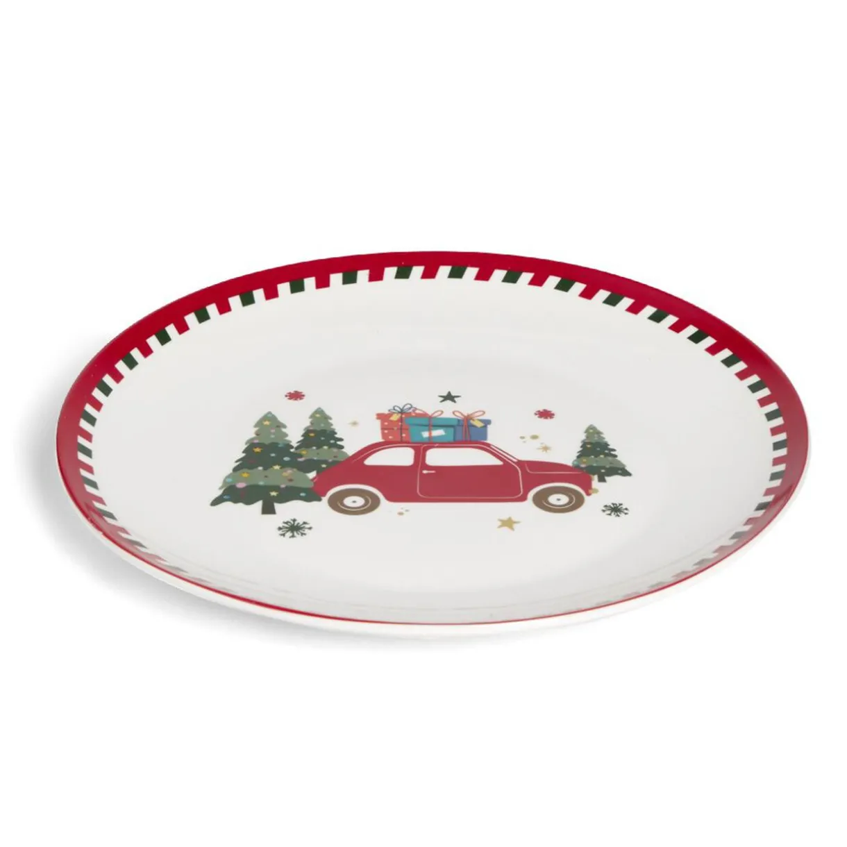 Assiette plate en porcelaine motif Noël Ø27cm^Gifi Clearance
