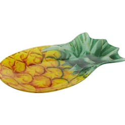 Assiette plate en verre forme ananas jaune vert^Gifi Outlet
