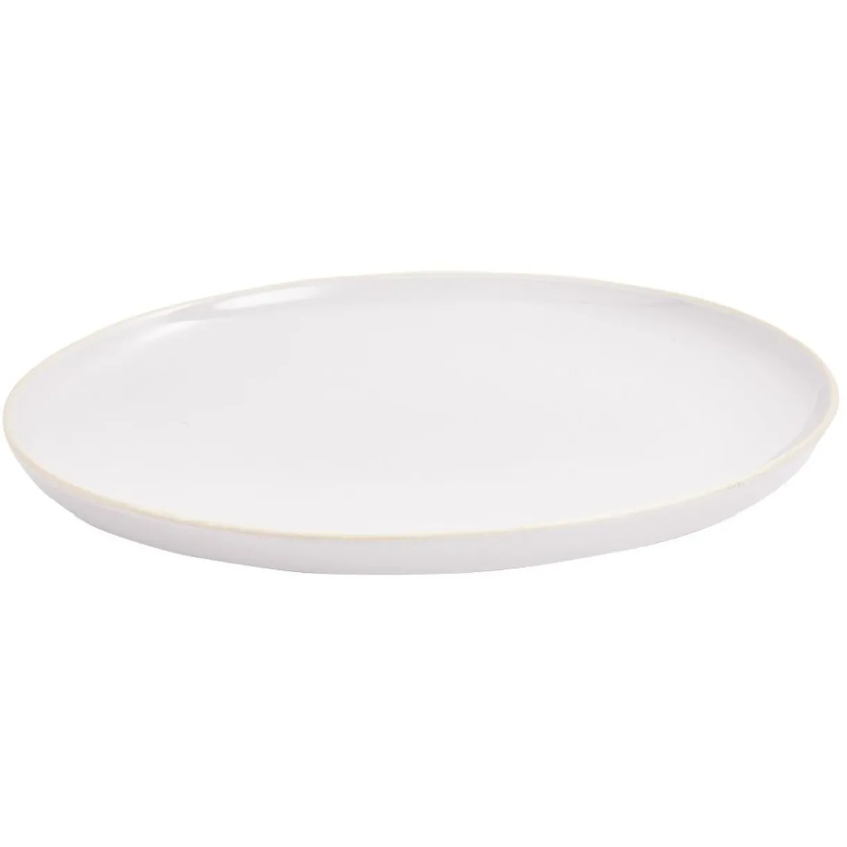 Assiette plate faïence gris avec liseré crème^Gifi Hot