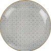 Assiette plate motif carreau de ciment gris contour jaune^Gifi Hot