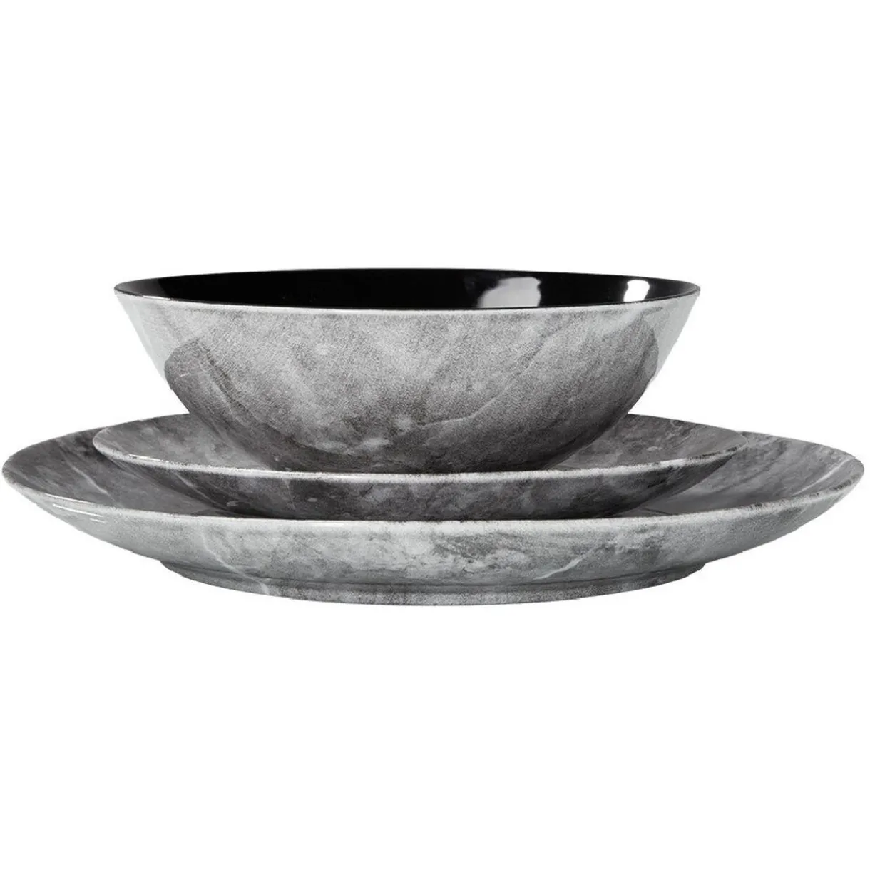 Assiette plate motif marbre gris^Gifi