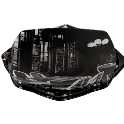 Assiette plate noire terrasse de brasserie x4^Gifi Outlet