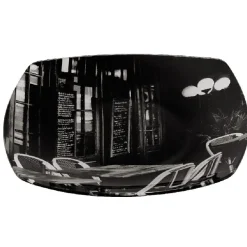 Assiette plate noire terrasse de brasserie x4^Gifi Outlet