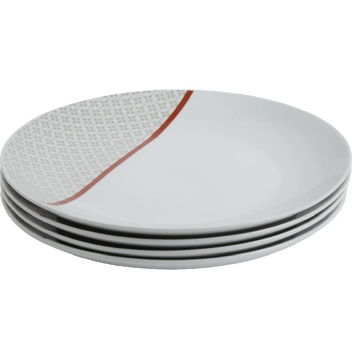 Assiette plate Oreige décor trèfles et ligne rouge x4^Gifi Best