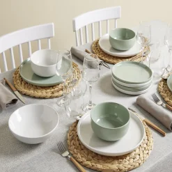 Assiette plate Oslo en grès vert Ø27cm^Gifi Outlet