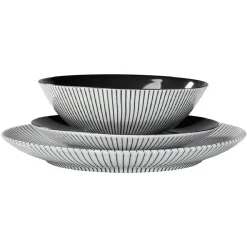 Assiette plate rayure noire et blanche^Gifi Online